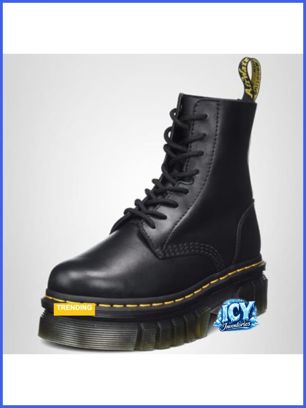 Nappa Lux Leather Lightweight Platform Combat Boots Lace-Up Ankle Boots 8-eye